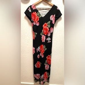 90s Style Evan Picone Chrysanthemum Maxi Dress Size 8
